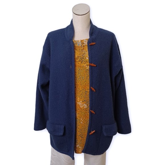 BAXTER & WELLS • Size XL cardigan sweater navy blue Midwestern Fall women's - Picture 1 of 6
